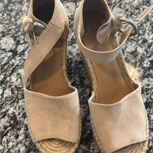 Beige Espadrille Wedge Sandals